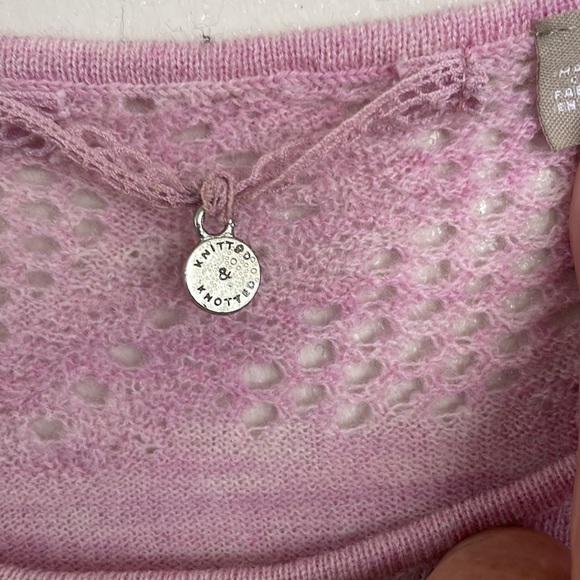 KNITTED & KNOTTED 100% Wool Blush Heathered Pink Scoop Neck Sweater, Size Small - Picture 2 of 7